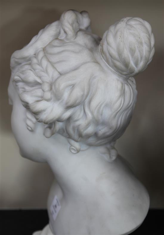 P. Pasquini. An Italian carved marble head of a young woman, height 21in.